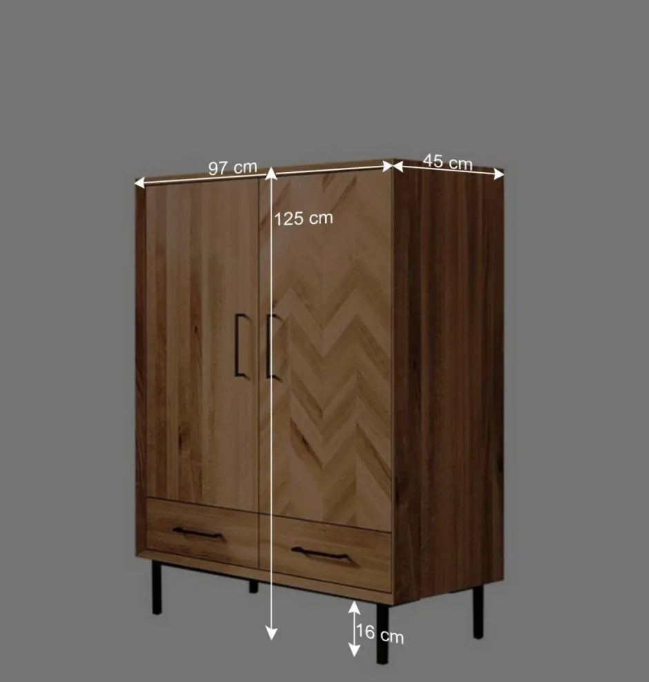 97x125x45 Skandi Highboard aus Wildeiche - Kerfa^Wohnen Discount