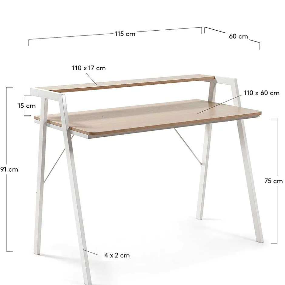 Wohnen 115x91x60 Skandi Schreibtisch mit Aufsatz - Shining