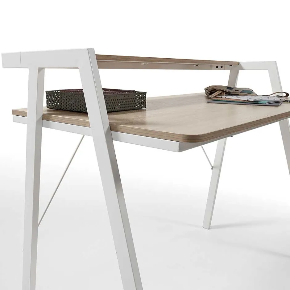 Wohnen 115x91x60 Skandi Schreibtisch mit Aufsatz - Shining