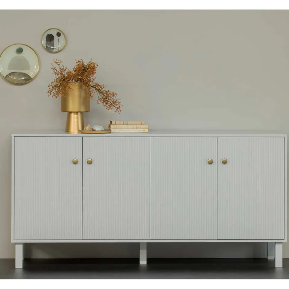 160x78x46 Skandi Sideboard 4-türig in Grau - Huvina^Wohnen Clearance