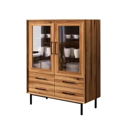 Wohnen 97x125x45 Skandi Vitrine mit vier Schubladen - Kerfa