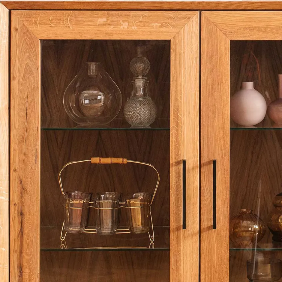 Wohnen 97x125x45 Skandi Vitrine mit vier Schubladen - Kerfa