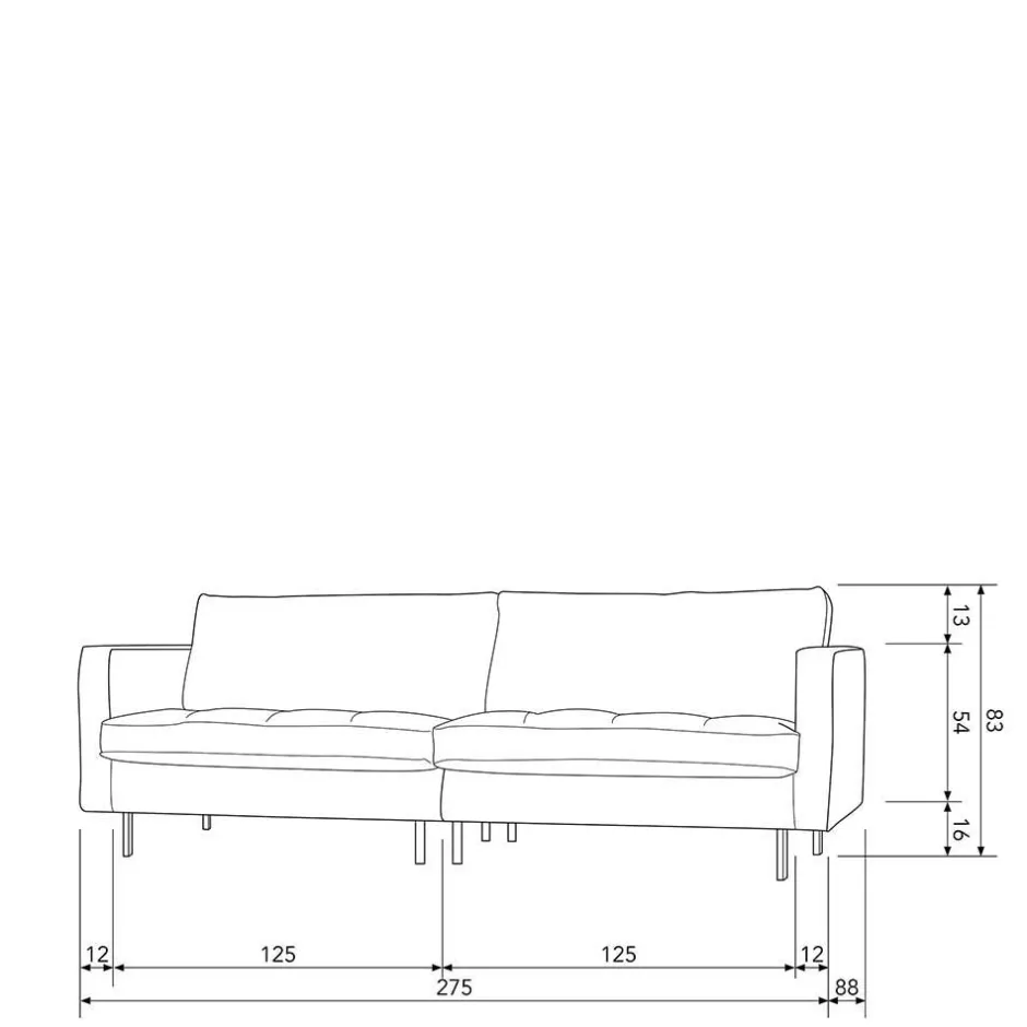 Wohnen 275x83x88 Sofa mit blauem Bezug aus Samt - Cumagon
