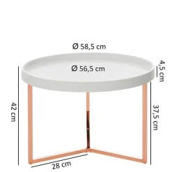 Wohnen 59x42x59 Sofatisch in Weiß & Kupfer - Mamoud