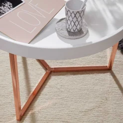 Wohnen 59x42x59 Sofatisch in Weiß & Kupfer - Mamoud