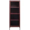 Wohnen 58x160x40 Stahl Vitrinenschrank in Dunkelrot - Enno