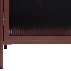 Wohnen 58x160x40 Stahl Vitrinenschrank in Dunkelrot - Enno