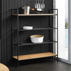 Wohnen 110x129x34 Standregal mit vier Ablagen in Natur - Zavias