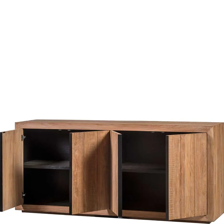 200x90x50 Teak Sideboard in Natur & Schwarz - Myons^Wohnen New