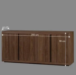 200x90x50 Teak Sideboard in Natur & Schwarz - Myons^Wohnen New