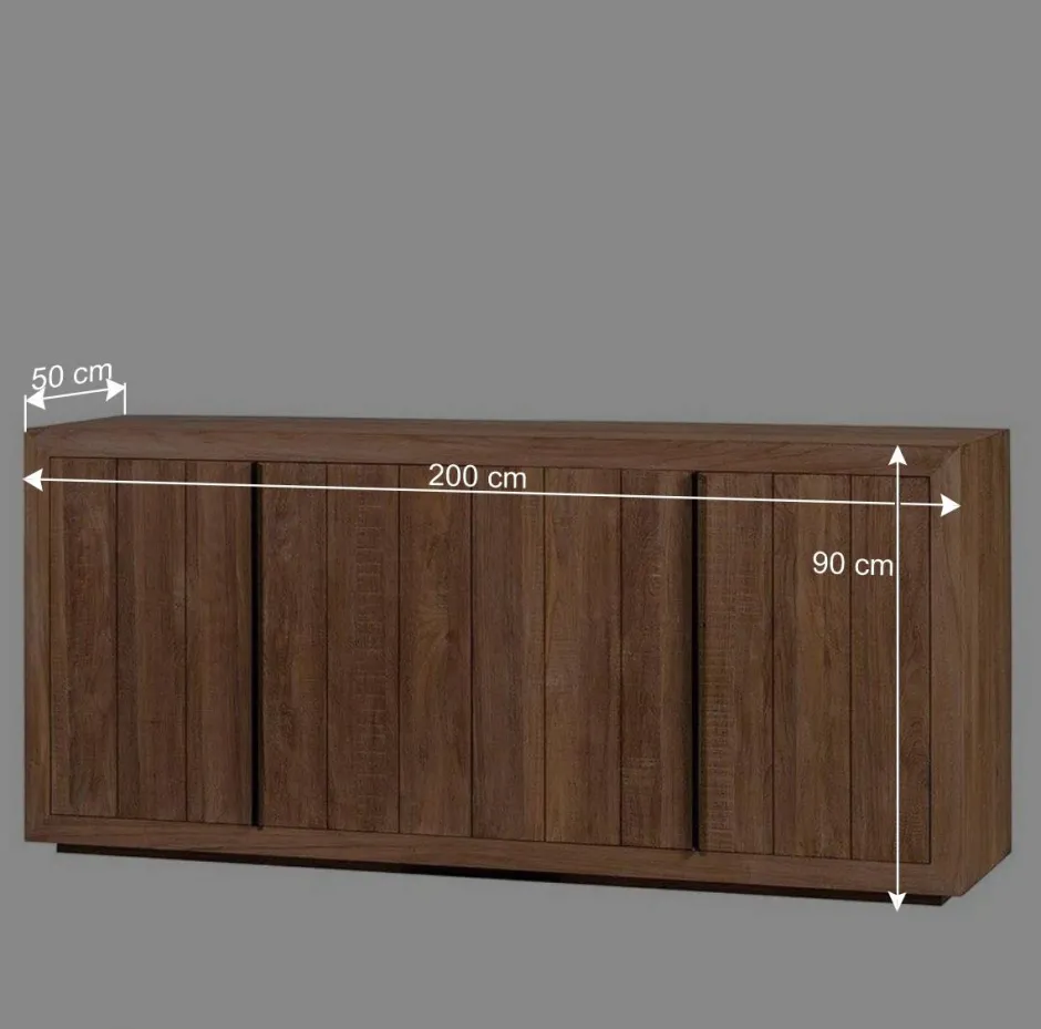 200x90x50 Teak Sideboard in Natur & Schwarz - Myons^Wohnen New