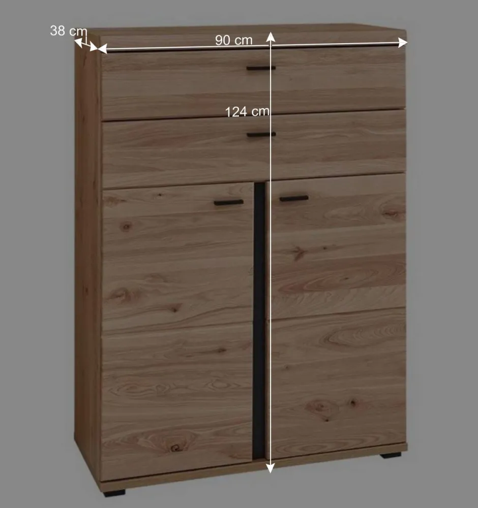Wohnen 90x124x38 Teilmassiver Büroschrank modern - Emly
