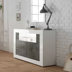 110x86x43 Türen Kommode in Grau Dekor - Voskala^Wohnen Hot