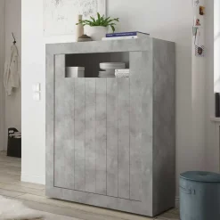 110x144x43 Türen-Highboard in Beton Dekor - Eman^Wohnen Sale