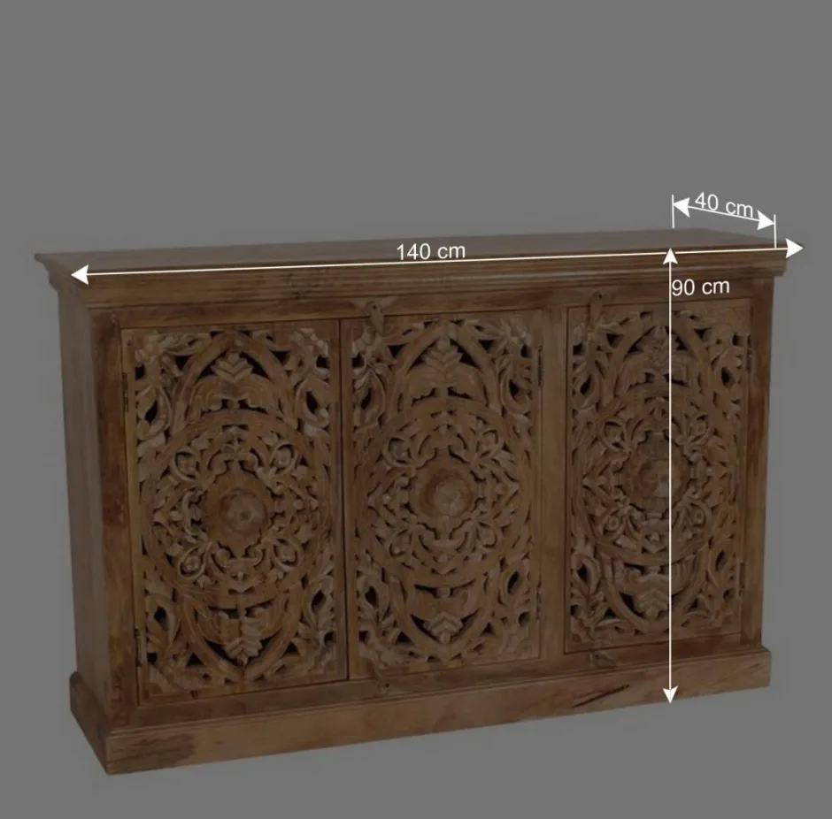 140x90x40 3-türige Kommode mit Schnitzerei - Runiasa^Wohnen Online