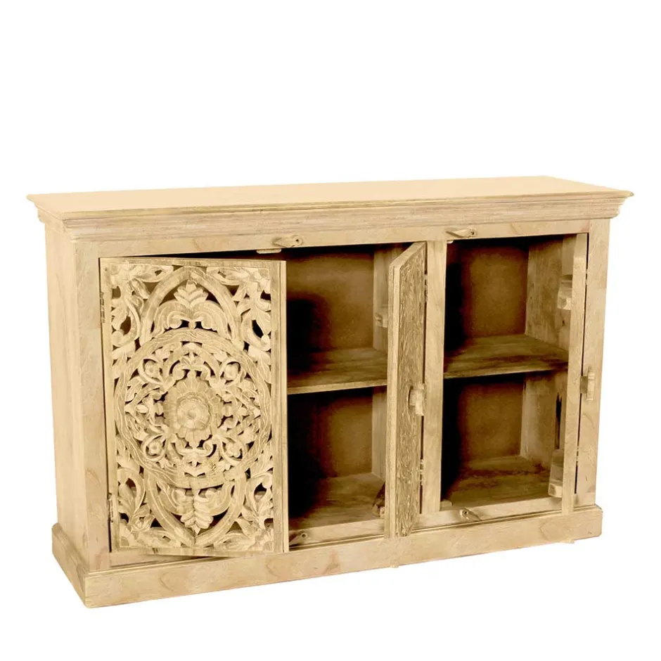 140x90x40 3-türige Kommode mit Schnitzerei - Runiasa^Wohnen Online