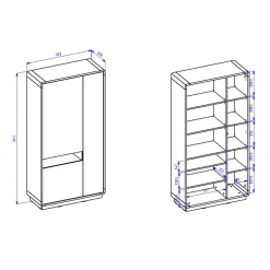 93x181x40 3-türige Schrank mit offenem Fach - Ilunas^Wohnen Outlet