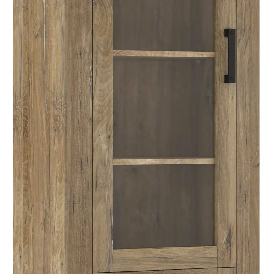 Wohnen 65x200x40 2-türige Vitrine in Eiche Dunkel - Fanos