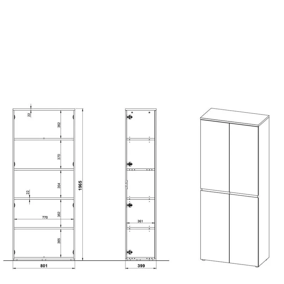 80x197x40 2-türiger Aktenschrank in Wildeiche Optik - Contrage^Wohnen Sale