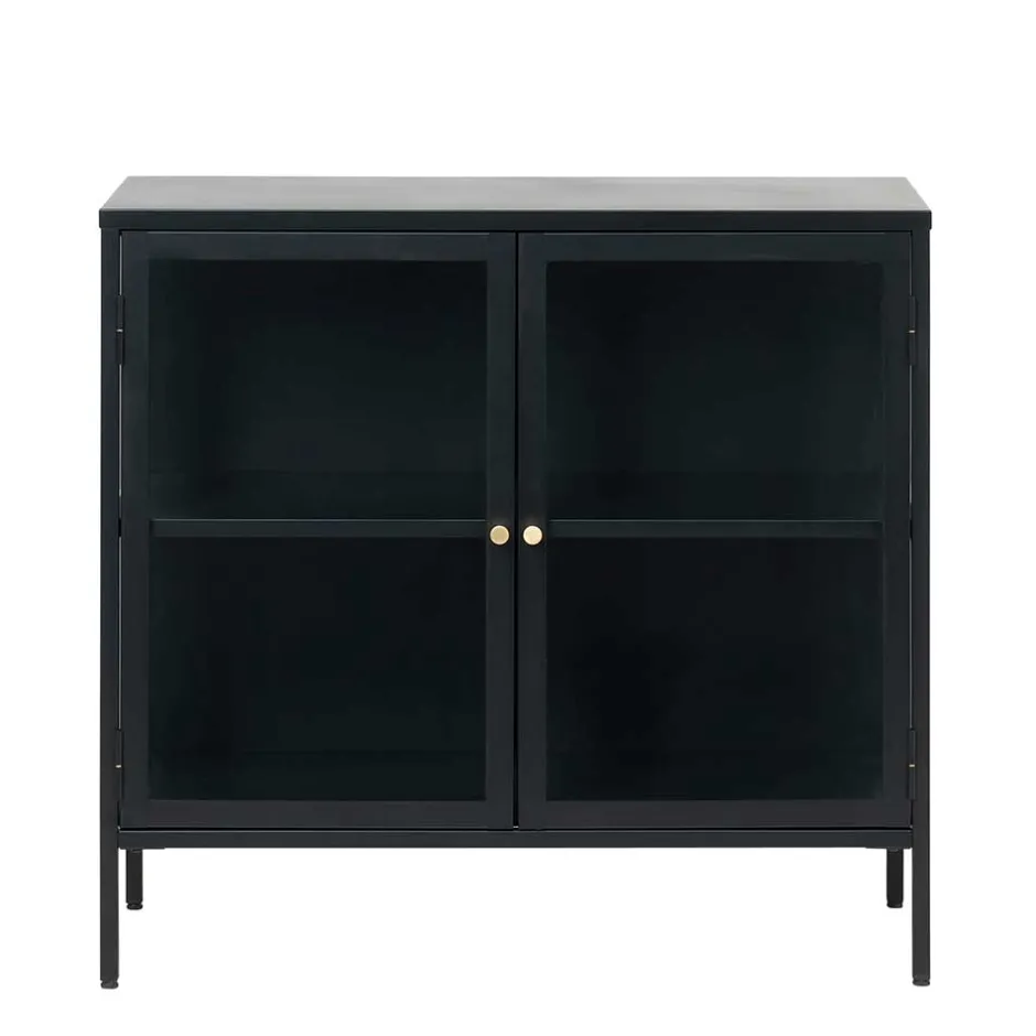 Wohnen 90x85x40 2-türiger Schrank aus Glas & Metall - Butoaie