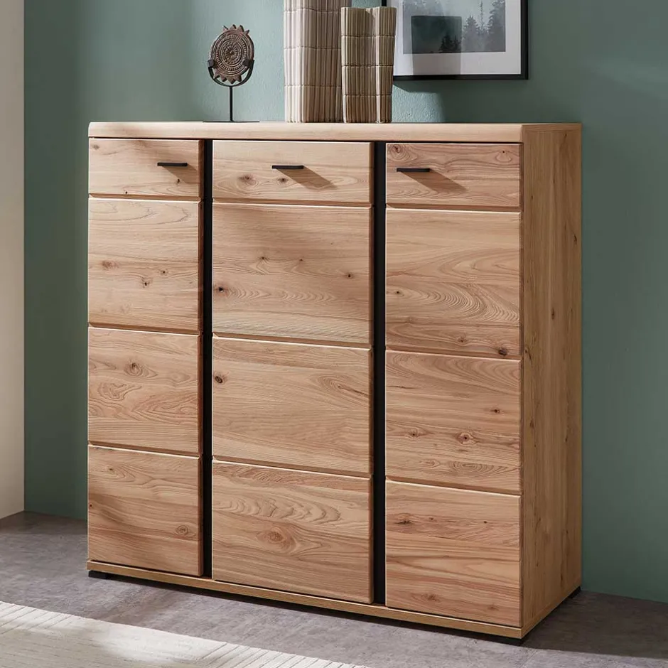 Wohnen 123x121x42 3-türiges Highboard teilmassiv - Latenda