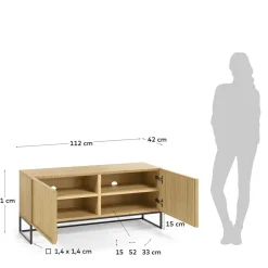 112x51x42 2-türiges TV Lowboard in Eiche - Ravilon^Wohnen New