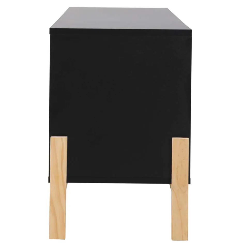 Wohnen 140x52x35 TV Lowboard in Schwarz & Pinie Natur - Estrevin