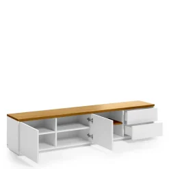 200x44x36 TV Lowboard in Weiß & Eiche - Vintilias^Wohnen New