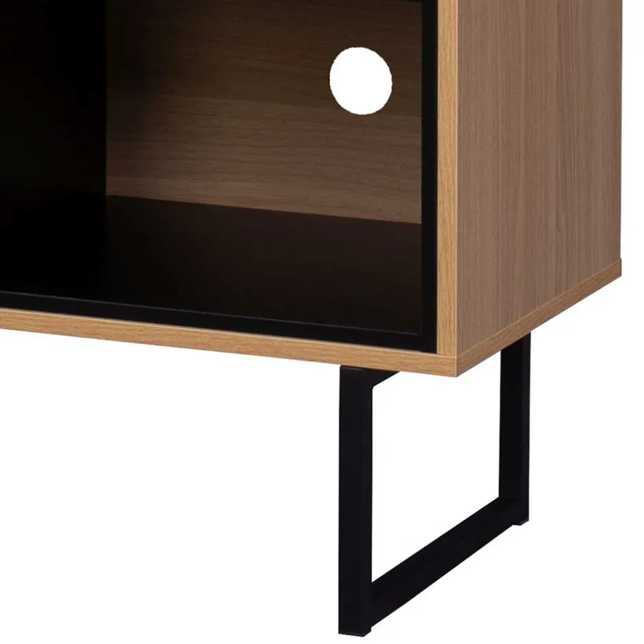 140x76x40 TV Phonoschrank in Eiche & Schwarz - Brausca^Wohnen Outlet