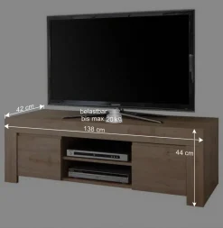 Wohnen 138x44x42 TV Unterschrank in Eichefarben - Karika