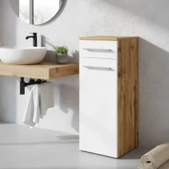 30x79x35 Unterschrank fürs Bad in Weiß & Wildeiche - Yazemina^Wohnen New