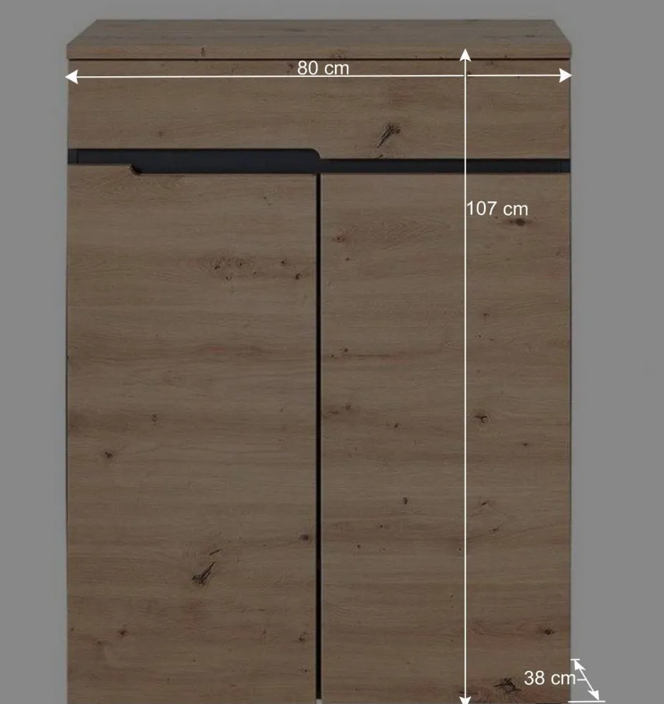 80x107x38 Vertiko für Schuhe in Wildeiche Optik - Kuetra^Wohnen Sale