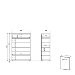 75x108x37 Vertiko für Schuhe in Wildeiche Dekor - Esdrusca^Wohnen New