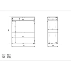 89x105x40 Vertiko in Weiß Glas & Eiche - Reestyl^Wohnen Hot