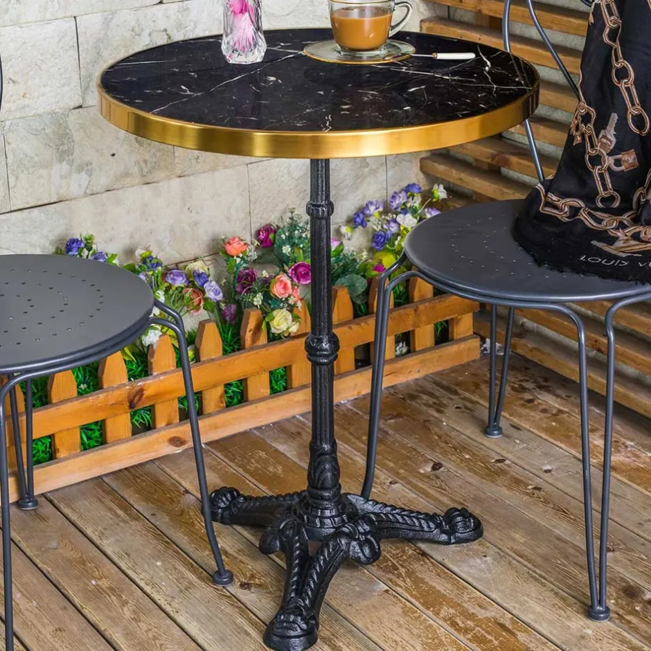Wohnen 57x71x57 Vintage Bistrotisch aus Marmor in Schwarz - Mally