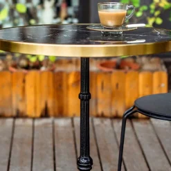 Wohnen 57x71x57 Vintage Bistrotisch aus Marmor in Schwarz - Mally