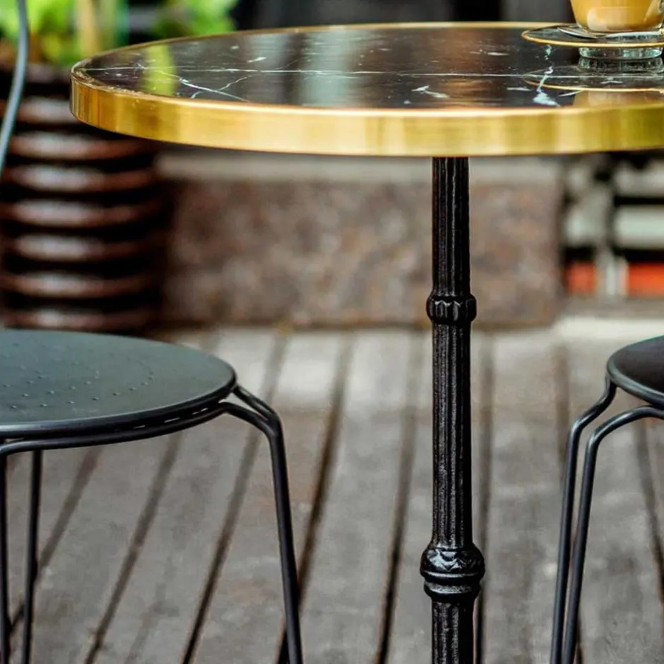 Wohnen 57x71x57 Vintage Bistrotisch aus Marmor in Schwarz - Mally