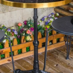 Wohnen 57x71x57 Vintage Bistrotisch aus Marmor in Schwarz - Mally