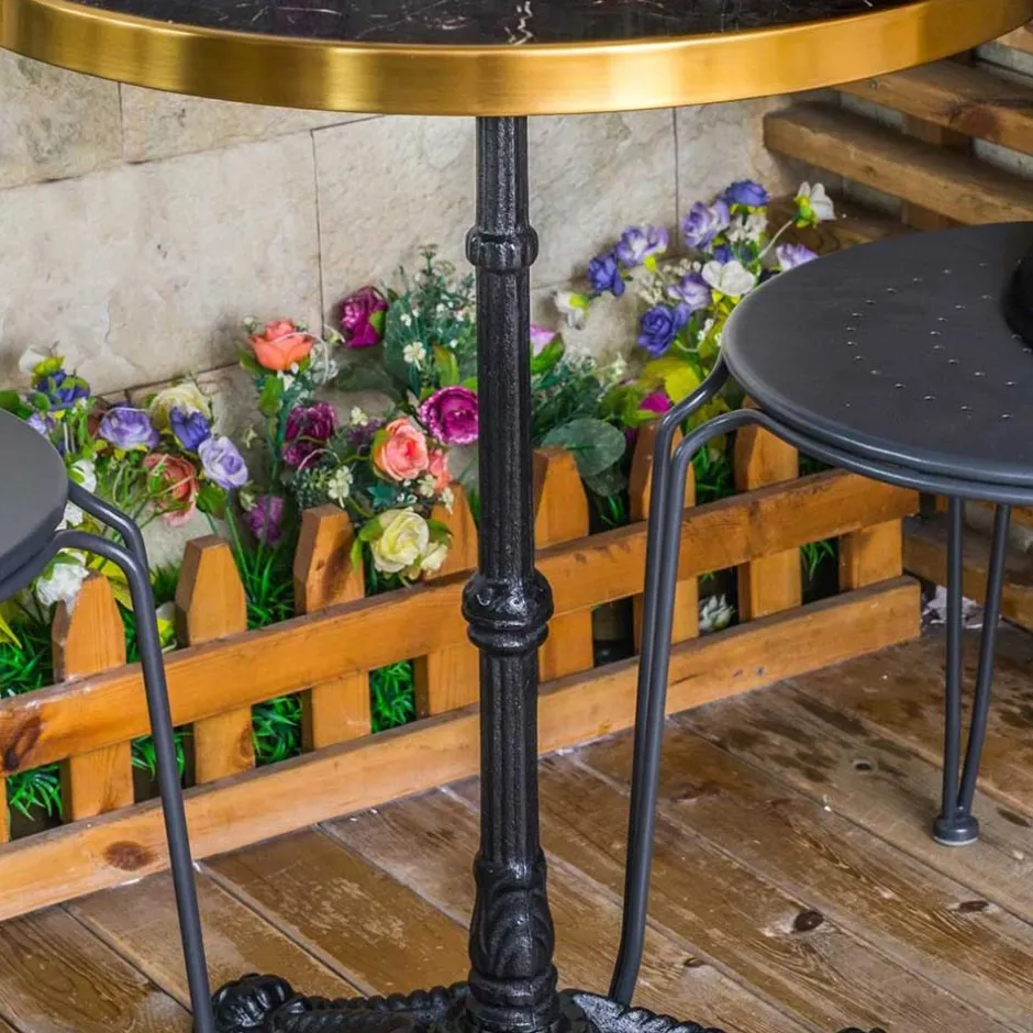 Wohnen 57x71x57 Vintage Bistrotisch aus Marmor in Schwarz - Mally