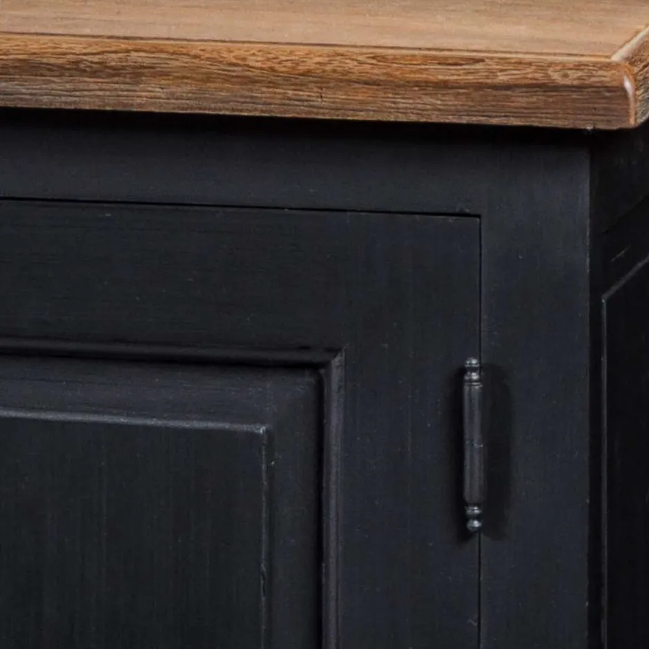 220x96x53 Vintage Design Anrichte in Schwarz - Niovan^Wohnen Clearance