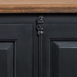 220x96x53 Vintage Design Anrichte in Schwarz - Niovan^Wohnen Clearance