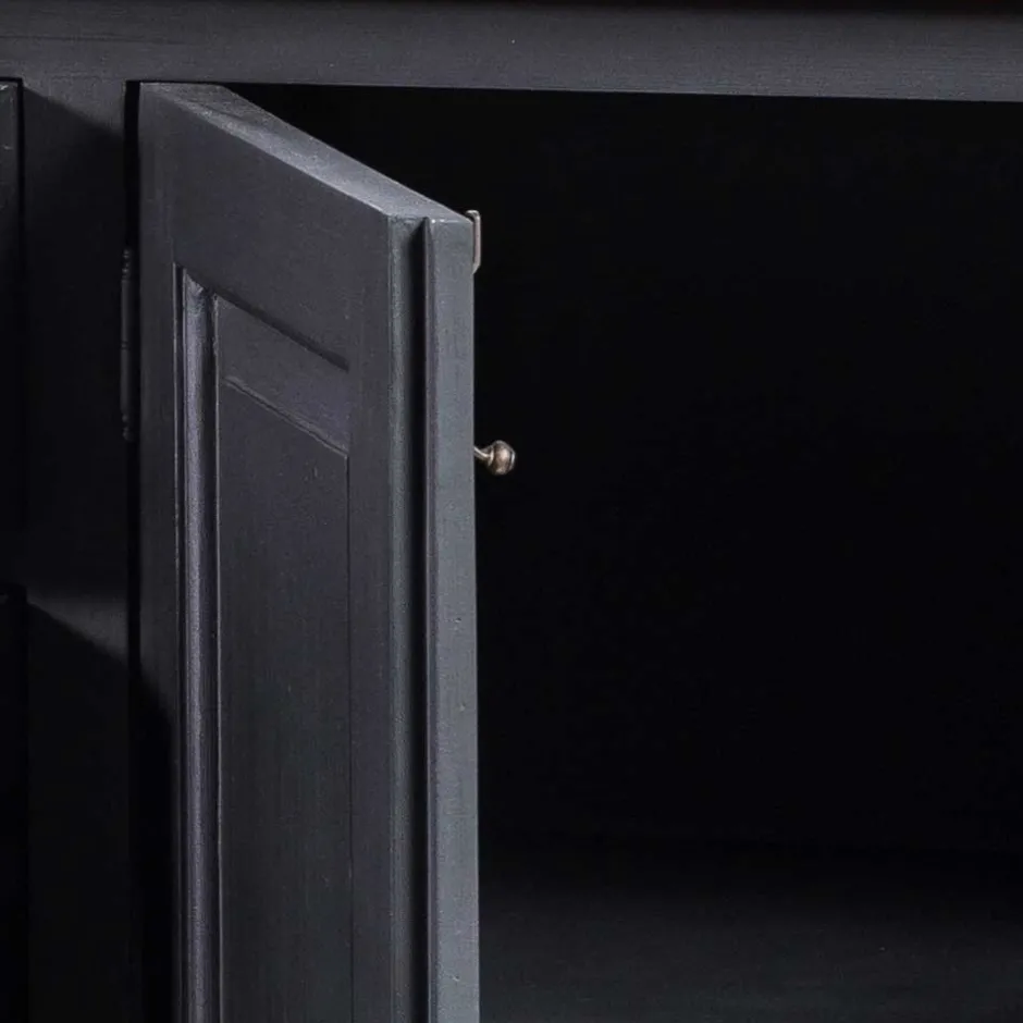 220x96x53 Vintage Design Anrichte in Schwarz - Niovan^Wohnen Clearance