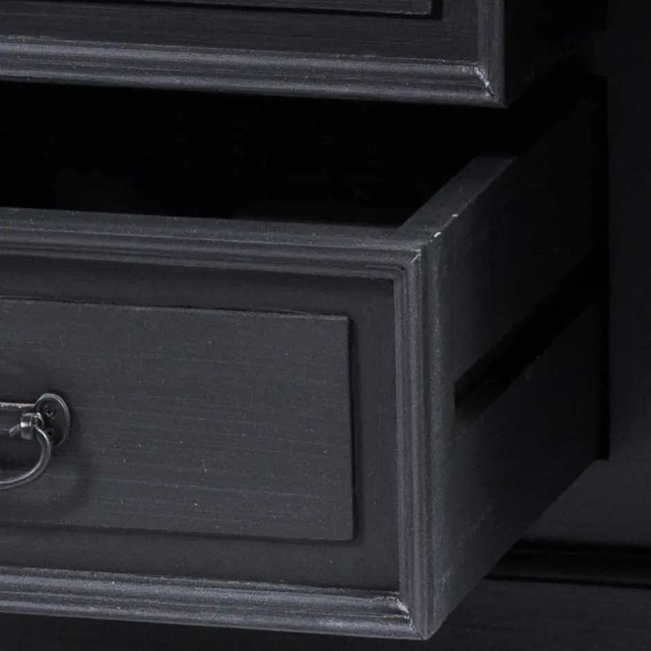 220x96x53 Vintage Design Anrichte in Schwarz - Niovan^Wohnen Clearance