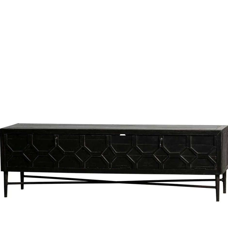 Wohnen 160x50x45 Vintage Design Lowboard in Schwarz - Illestra