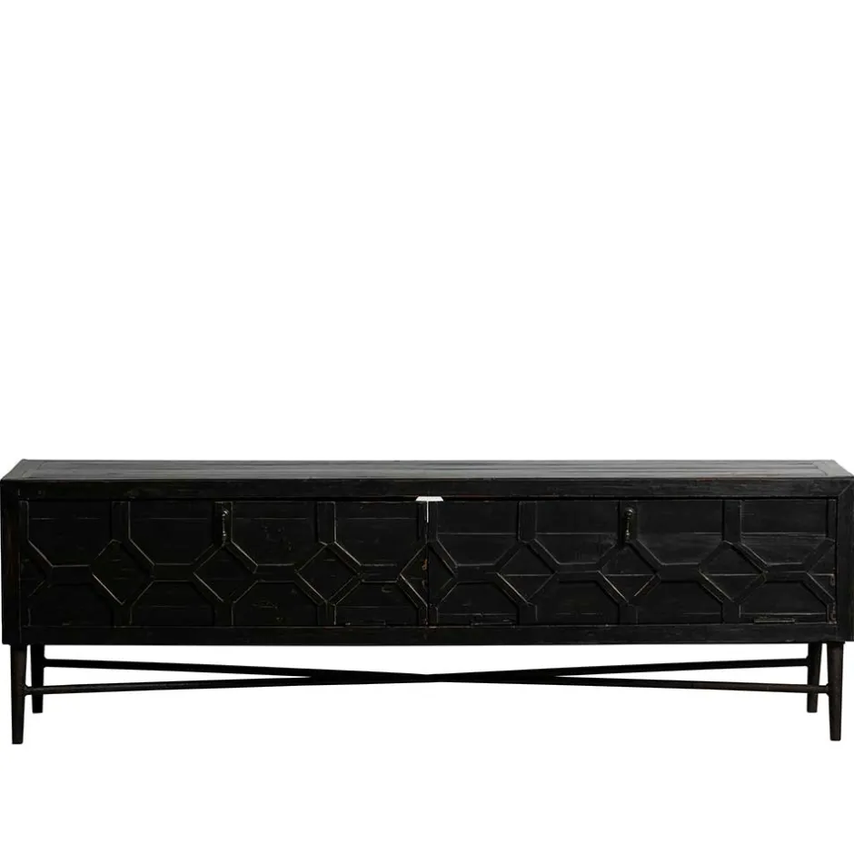 Wohnen 160x50x45 Vintage Design Lowboard in Schwarz - Illestra