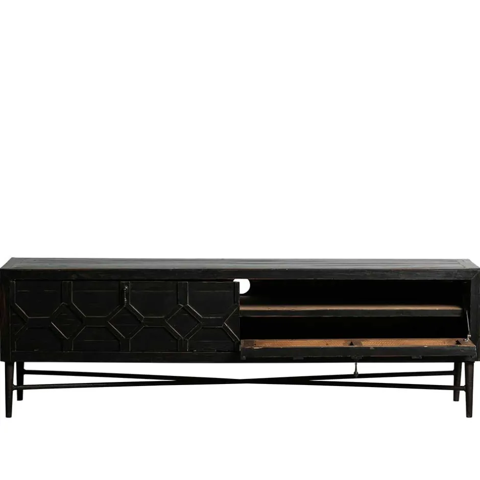 Wohnen 160x50x45 Vintage Design Lowboard in Schwarz - Illestra