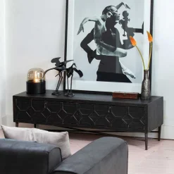 Wohnen 160x50x45 Vintage Design Lowboard in Schwarz - Illestra