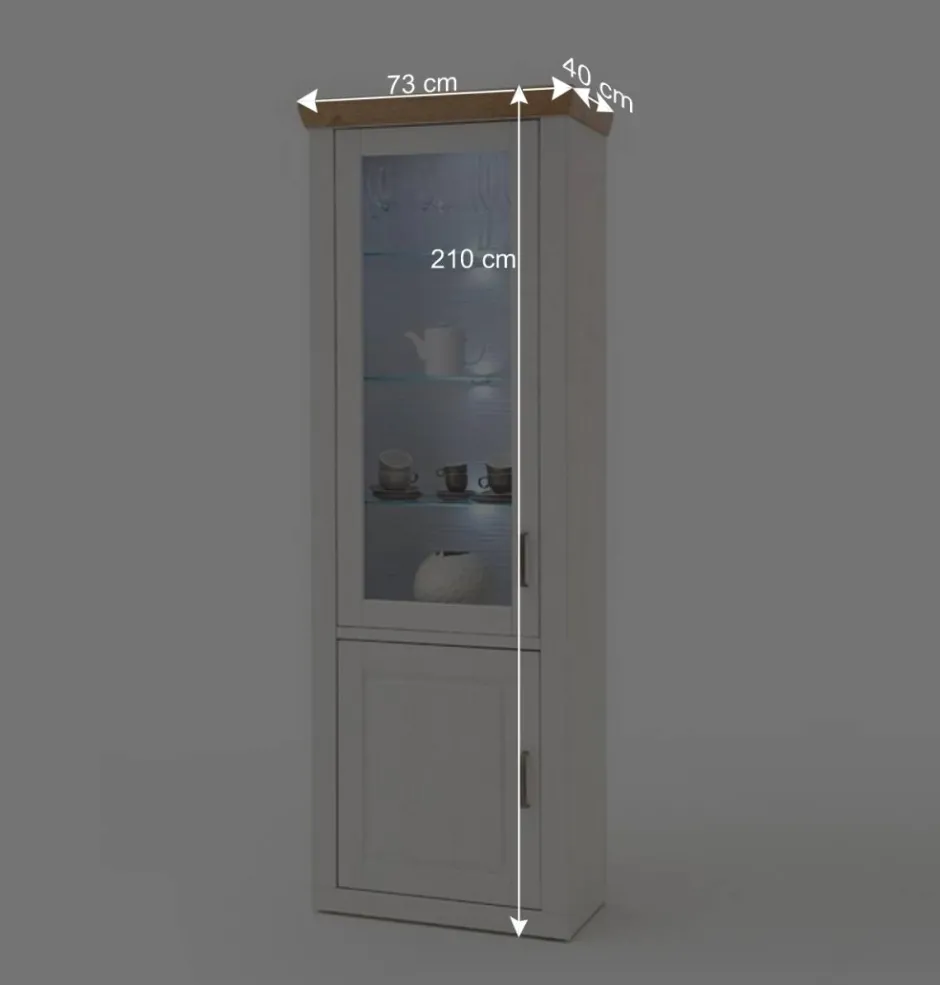 Wohnen 73x210x40 Vitrine - modernes Landhaus - Samula