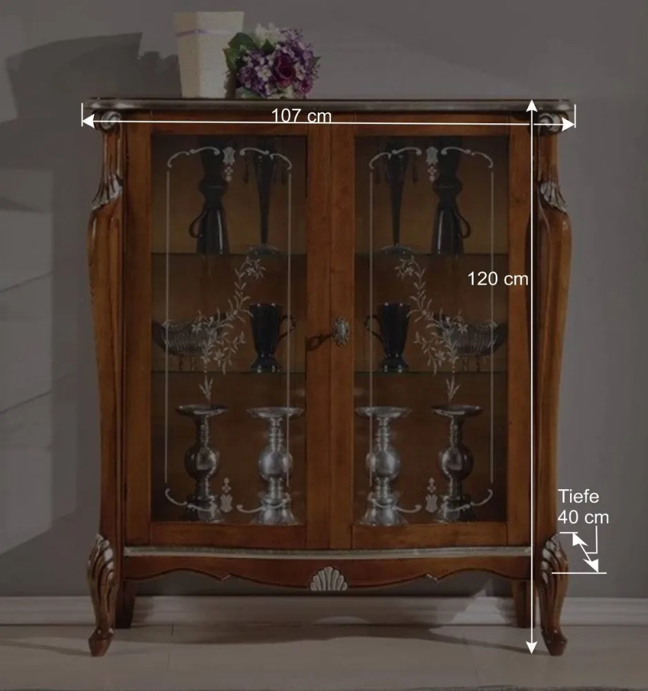 Wohnen 107x120x40 Vitrine im Italienischen Stil - Carlenna