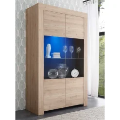Wohnen 110x186x42 Vitrine in Eiche Nachbildung - Karika